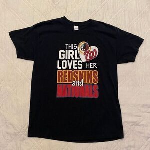 this girl loves her Redskins and Nationals T shirt‎ Large